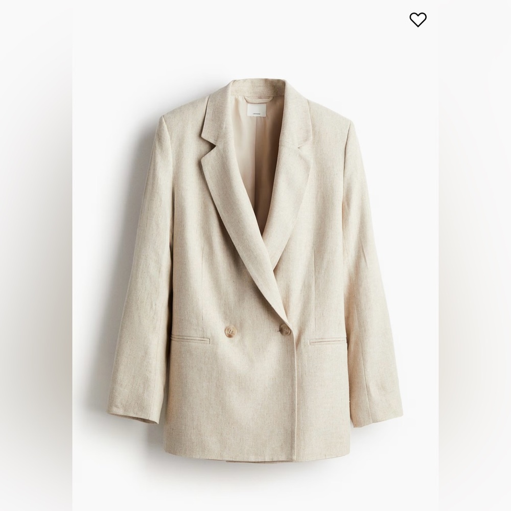 H&M Cream Double-Breasted oversized Blazer/ lightweight fits even M size